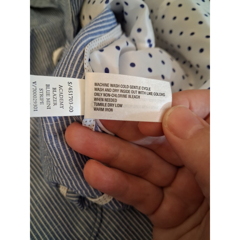 Gap Academy Blazer Blue White Mini Stripe Linen Cotton Jacket 6 Petite 4 - Picture 12 of 13